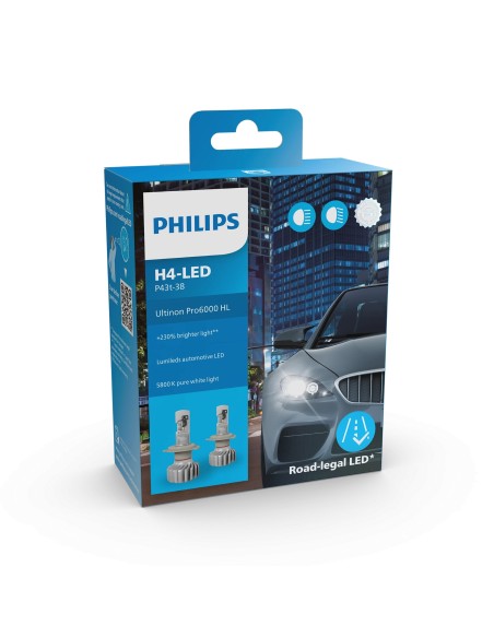 Philips Ultinon Pro6000 - Lámpara H4 LED para las luces principales del coche