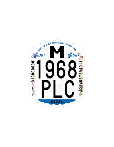 Matrícula Adhesiva Patinete Eléctrico | Homologada DGT 2026